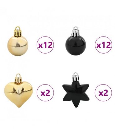 vidaXL Christmas Bauble Set 40 pcs Black and Gold Plastic