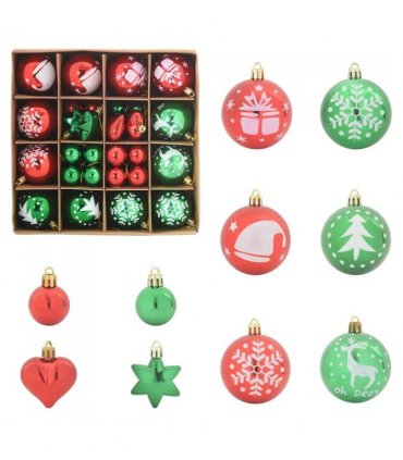 vidaXL Christmas Bauble Set 40 pcs Red and Green Plastic