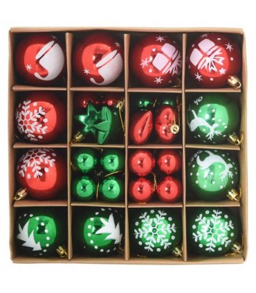vidaXL Christmas Bauble Set 40 pcs Red and Green Plastic