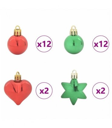 vidaXL Christmas Bauble Set 40 pcs Red and Green Plastic