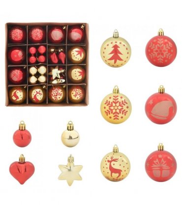 vidaXL Christmas Bauble Set 40 pcs Gold and Red Plastic