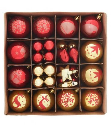 vidaXL Christmas Bauble Set 40 pcs Gold and Red Plastic