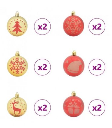 vidaXL Christmas Bauble Set 40 pcs Gold and Red Plastic