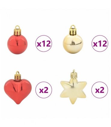 vidaXL Christmas Bauble Set 40 pcs Gold and Red Plastic