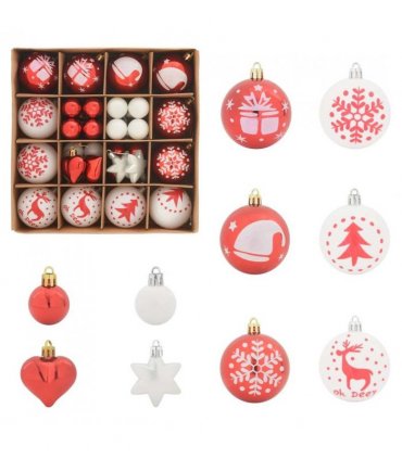 vidaXL Christmas Bauble Set 40 pcs Red and White Plastic