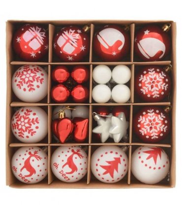 vidaXL Christmas Bauble Set 40 pcs Red and White Plastic