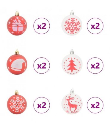 vidaXL Christmas Bauble Set 40 pcs Red and White Plastic