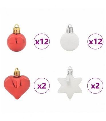 vidaXL Christmas Bauble Set 40 pcs Red and White Plastic