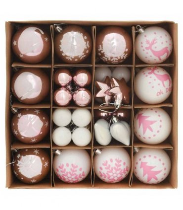 vidaXL Christmas Bauble Set 40 pcs White and Pink Plastic