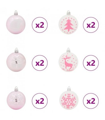 vidaXL Christmas Bauble Set 40 pcs White and Pink Plastic