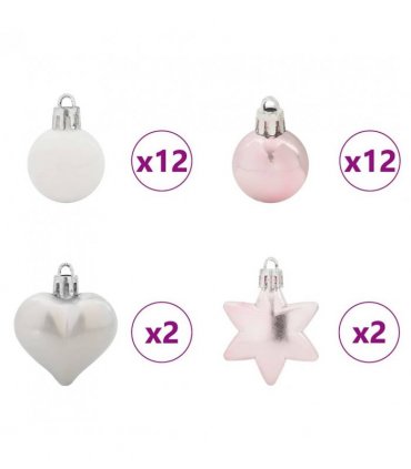 vidaXL Christmas Bauble Set 40 pcs White and Pink Plastic