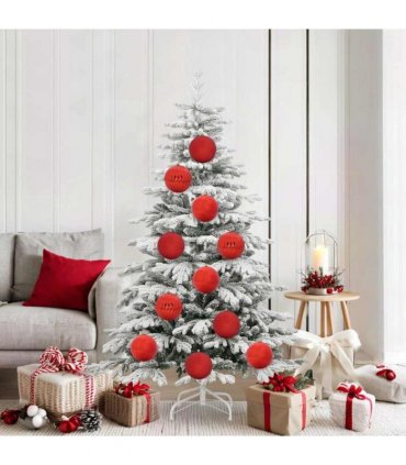 vidaXL Christmas Bauble Set XL 9 pcs Red Plastic — Size: Ø 15 cm