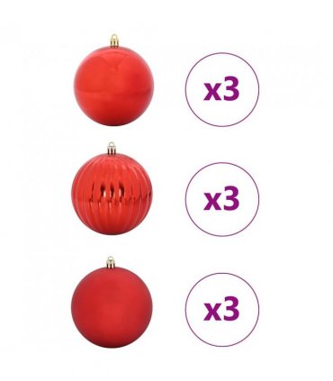 vidaXL Christmas Bauble Set XL 9 pcs Red Plastic — Size: Ø 15 cm