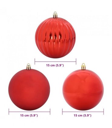 vidaXL Christmas Bauble Set XL 9 pcs Red Plastic — Size: Ø 15 cm
