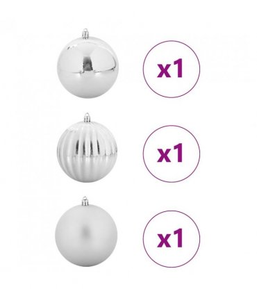 vidaXL Christmas Bauble Set XXL 3 pcs Silver Plastic — Size: Ø 25 cm