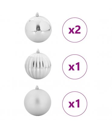 vidaXL Christmas Bauble Set XXL 4 pcs Silver Plastic — Size: Ø 20 cm