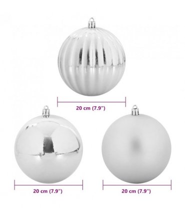 vidaXL Christmas Bauble Set XXL 4 pcs Silver Plastic — Size: Ø 20 cm