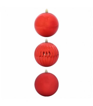 vidaXL Christmas Bauble Set XXL 3 pcs Red Plastic — Size: Ø 25 cm