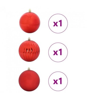 vidaXL Christmas Bauble Set XXL 3 pcs Red Plastic — Size: Ø 25 cm