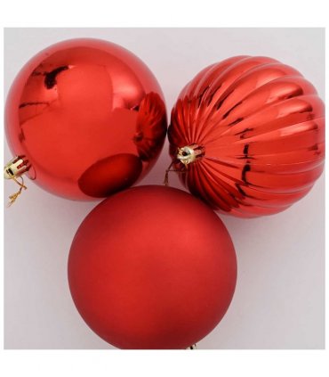 vidaXL Christmas Bauble Set XXL 3 pcs Red Plastic — Size: Ø 25 cm
