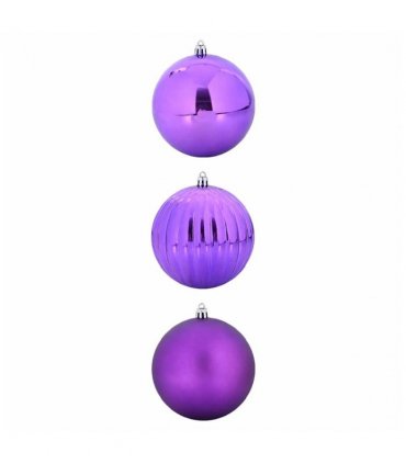 vidaXL Christmas Bauble Set XXL 3 pcs Lilac Plastic — Size: Ø 25 cm