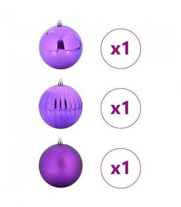 vidaXL Christmas Bauble Set XXL 3 pcs Lilac Plastic — Size: Ø 25 cm