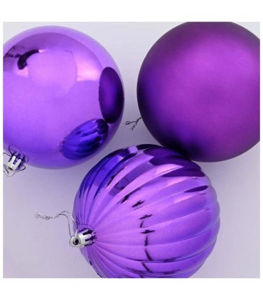 vidaXL Christmas Bauble Set XXL 3 pcs Lilac Plastic — Size: Ø 25 cm