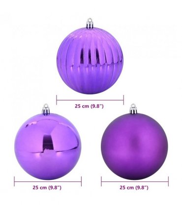 vidaXL Christmas Bauble Set XXL 3 pcs Lilac Plastic — Size: Ø 25 cm
