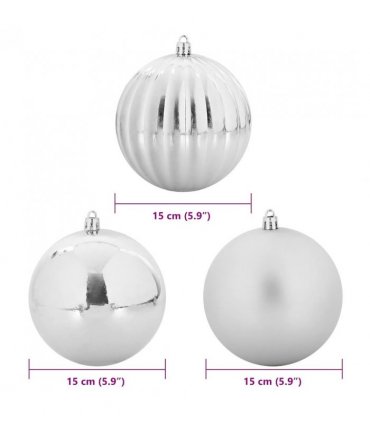 vidaXL Christmas Bauble Set XL 9 pcs Silver Plastic — Size: Ø 15 cm