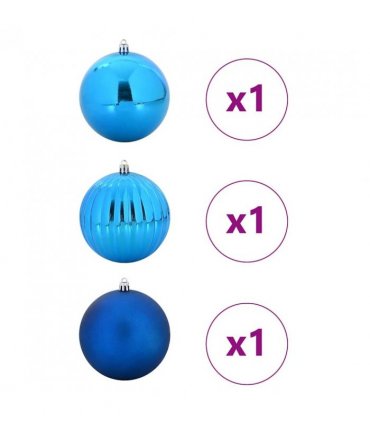 vidaXL Christmas Bauble Set XXL 3 pcs Blue Plastic — Size: Ø 25 cm