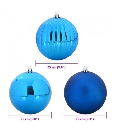 vidaXL Christmas Bauble Set XXL 3 pcs Blue Plastic — Size: Ø 25 cm
