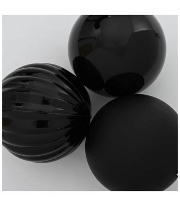vidaXL Christmas Bauble Set XL 15 pcs Black Plastic — Size: Ø 10 cm