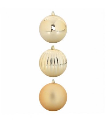 vidaXL Christmas Bauble Set XXL 3 pcs Gold Plastic — Size: Ø 25 cm