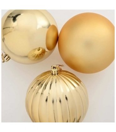 vidaXL Christmas Bauble Set XXL 3 pcs Gold Plastic — Size: Ø 25 cm