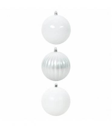 vidaXL Christmas Bauble Set XXL 3 pcs White Plastic — Size: Ø 25 cm