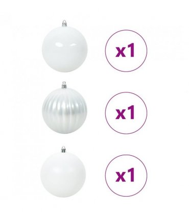 vidaXL Christmas Bauble Set XXL 3 pcs White Plastic — Size: Ø 25 cm