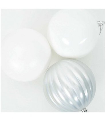 vidaXL Christmas Bauble Set XXL 3 pcs White Plastic — Size: Ø 25 cm