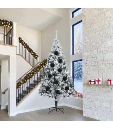 vidaXL Christmas Bauble Set XXL 4 pcs Black Plastic — Size: Ø 20 cm