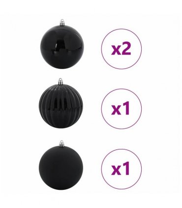 vidaXL Christmas Bauble Set XXL 4 pcs Black Plastic — Size: Ø 20 cm
