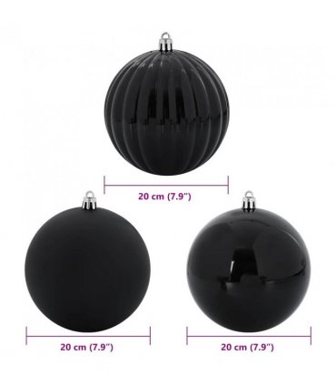 vidaXL Christmas Bauble Set XXL 4 pcs Black Plastic — Size: Ø 20 cm