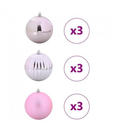 vidaXL Christmas Bauble Set XL 9 pcs Pink Plastic — Size: Ø 15 cm