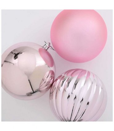 vidaXL Christmas Bauble Set XL 9 pcs Pink Plastic — Size: Ø 15 cm