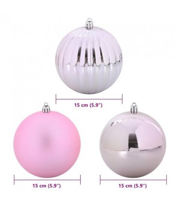 vidaXL Christmas Bauble Set XL 9 pcs Pink Plastic — Size: Ø 15 cm