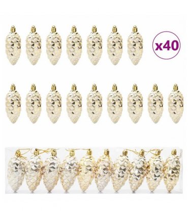 vidaXL Christmas Pine Cone Ball 40 pcs Gold Plastic