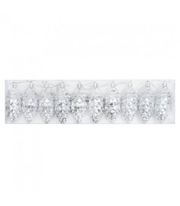 vidaXL Christmas Pine Cone Ball 40 pcs Silver Plastic