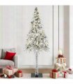 vidaXL Christmas Tree with 300 LEDs White 210 cm PE and Steel — Model: with leds &white/grey balls