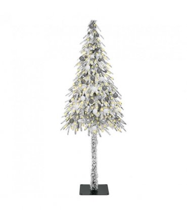 vidaXL Christmas Tree with 300 LEDs White 210 cm PE and Steel — Model: with leds &white/grey balls