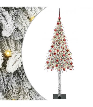 vidaXL Christmas Tree with 300 LEDs White 180 cm PE and Steel — Model: with leds &red balls
