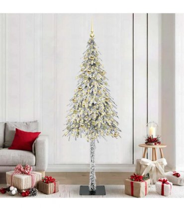 vidaXL Christmas Tree with 300 LEDs White 210 cm PE and Steel — Model: with leds &gold balls