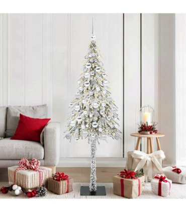 vidaXL Christmas Tree with 300 LEDs White 180 cm PE and Steel — Model: with leds &silver balls